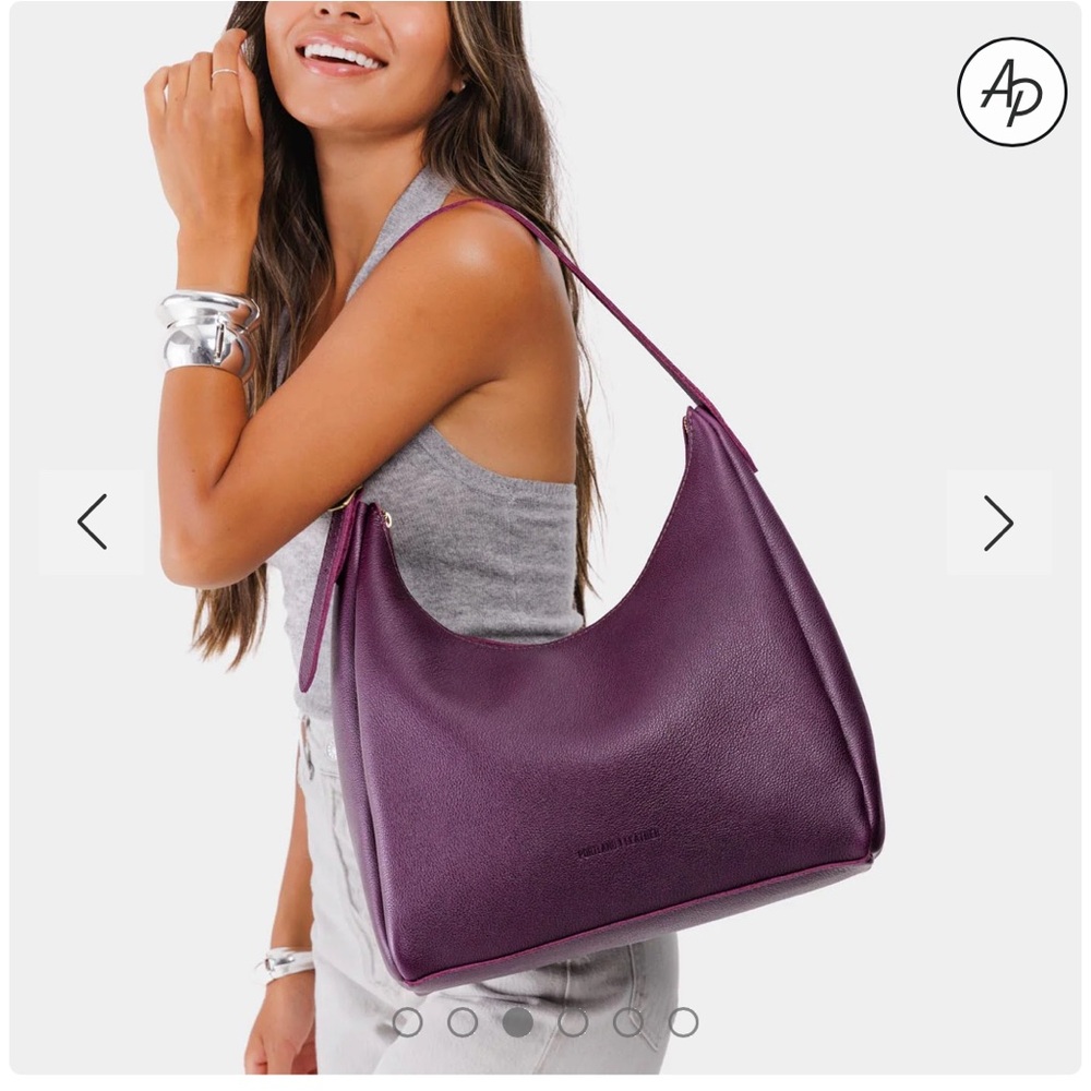 Chic Plum Shoulder Bag by Portland Leather